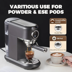 Cafelffe Premium Semi-Automatic Espresso Machine – Stainless Steel Latte & Cappuccino Maker With Built-In Milk Frother And Steam Wand, Easy-Clean Design, Rust-Resistant, Compatible With Ground Coffee