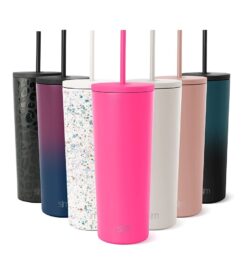 Simple Modern Insulated Tumbler with Lid and Straw | Iced Coffee Cup Reusable Stainless Steel Water Bottle Travel Mug | Spring Break Gifts For Her & Him | Classic Collection | 24oz | Nebula
