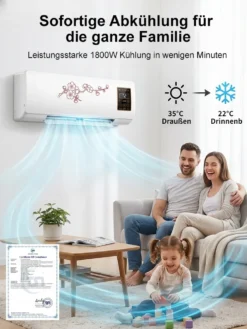 Haushalts-Klimaanlage mit Kühl- & Heizfunktion, 1-Min-Schnellkühlung, 10 Jahre Garantie