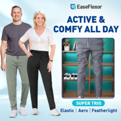 Unisex Ice Silk Cooling Stretch Pants with Elastic Waist – Lightweight Breathable Quick-Dry Casual Pants with 4 Secure Zipper Pockets